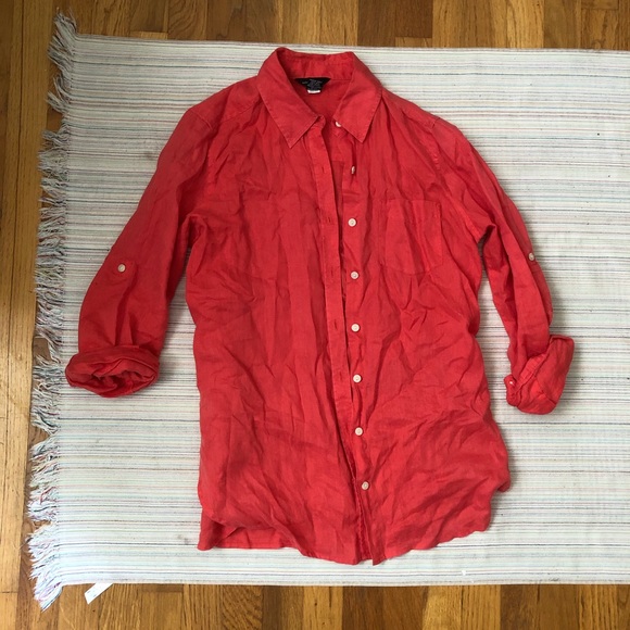 Victoria Secret Linen Boyfriend Shirt - Picture 4 of 5